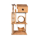 Arranhador Gato Casa Três Andares com Rede e Escada e Túnel