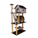 Arranhador Gato Casa Três Andares com Rede e Escada e Túnel
