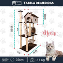 Arranhador Gato Casa Três Andares com Rede e Escada e Túnel